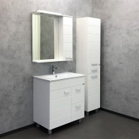 Тумба с раковиной Comfortу Модена, 75 см, напольная, белый матовый, раковина Quadro белая, 00-00001643 (00-00001643CF)