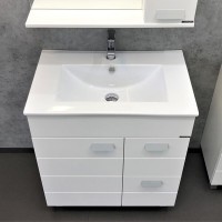 Тумба с раковиной Comfortу Модена, 75 см, напольная, белый матовый, раковина Quadro белая, 00-00001643 (00-00001643CF)