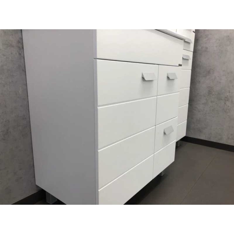 Тумба с раковиной Comfortу Модена, 75 см, напольная, белый матовый, раковина Quadro белая, 00-00001643 (00-00001643CF)