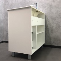 Тумба с раковиной Comfortу Модена, 90 см, напольная, белый матовый, раковина Quadro белая, 00-00001644 (00-00001644CF)