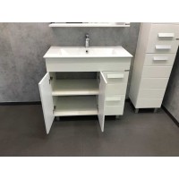 Тумба с раковиной Comfortу Модена, 90 см, напольная, белый матовый, раковина Quadro белая, 00-00001644 (00-00001644CF)