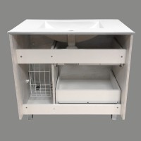 Тумба с раковиной Comfortу Верона, 90 см, напольная, дуб белый, раковина Quadro белая, 00-00001972 (00-00001972CF)