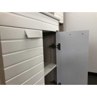 Тумба с раковиной Comfortу Клеон, 60 см, напольная, белый/дуб дымчатый, раковина Quadro белая, 00-00002044 (00-00002044CF)