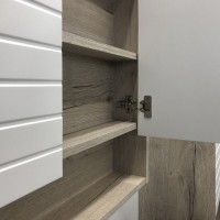 Зеркальный шкаф Comfortу Клеон, 60 см, без подсветки, белый/дуб дымчатый, 00-00002045 (00-00002045CF)