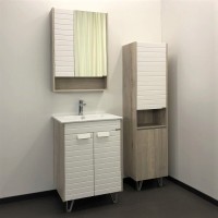 Зеркальный шкаф Comfortу Клеон, 60 см, без подсветки, белый/дуб дымчатый, 00-00002045 (00-00002045CF)
