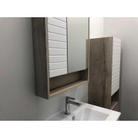 Зеркальный шкаф Comfortу Клеон, 60 см, без подсветки, белый/дуб дымчатый, 00-00002045 (00-00002045CF)