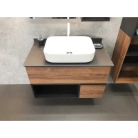 Тумба с раковиной Comfortу Штутгарт, 90 см, подвесная, дуб шоколадно-коричневый, раковина Comforty белая, 00-00002868 (00-00002868CF)