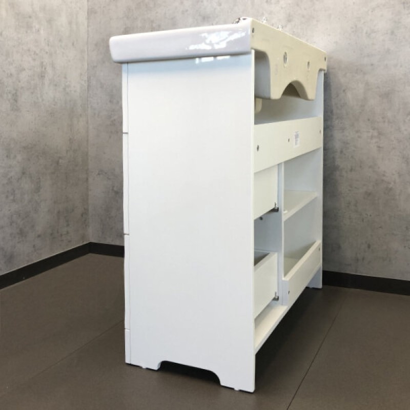 Тумба с раковиной Comfortу Севилья, 85 см, напольная, слоновая кость, раковина Сенеж белая, 00-00003083 (00-00003083CF)