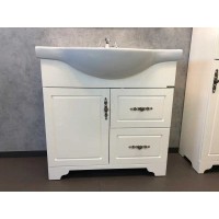 Тумба с раковиной Comfortу Севилья, 85 см, напольная, слоновая кость, раковина Сенеж белая, 00-00003083 (00-00003083CF)