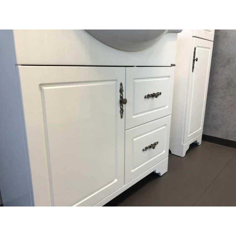 Тумба с раковиной Comfortу Севилья, 85 см, напольная, слоновая кость, раковина Сенеж белая, 00-00003083 (00-00003083CF)