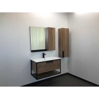 Тумба с раковиной Comfortу Бонн, 90 см, подвесная, дуб темный, раковина Quadro белая, 00-00003466 (00-00003466CF)