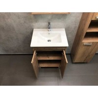 Тумба с раковиной Comforty Марио, 60 см, напольная, 2 двери, дуб темный, 00-00004155 (00-00004155CF)