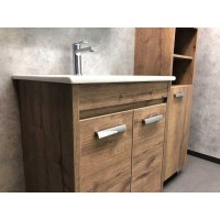 Тумба с раковиной Comforty Марио, 60 см, напольная, 2 двери, дуб темный, 00-00004155 (00-00004155CF)