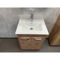 Тумба с раковиной Comforty Марио, 60 см, напольная, 2 двери, дуб темный, 00-00004155 (00-00004155CF)