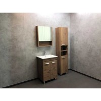 Тумба с раковиной Comforty Марио, 60 см, напольная, 2 двери, дуб темный, 00-00004155 (00-00004155CF)