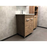 Тумба с раковиной Comforty Марио, 60 см, напольная, 2 двери, дуб темный, 00-00004155 (00-00004155CF)