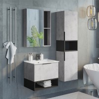 Зеркальный шкаф Comfortу Франкфурт, 60 см, без подсветки, бетон светлый, 00-00004331 (00-00004331CF)