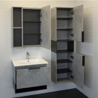 Тумба с раковиной Comfortу Франкфурт, 60 см, подвесная, бетон светлый, раковина Comforty белая, 00-00004332 (00-00004332CF)