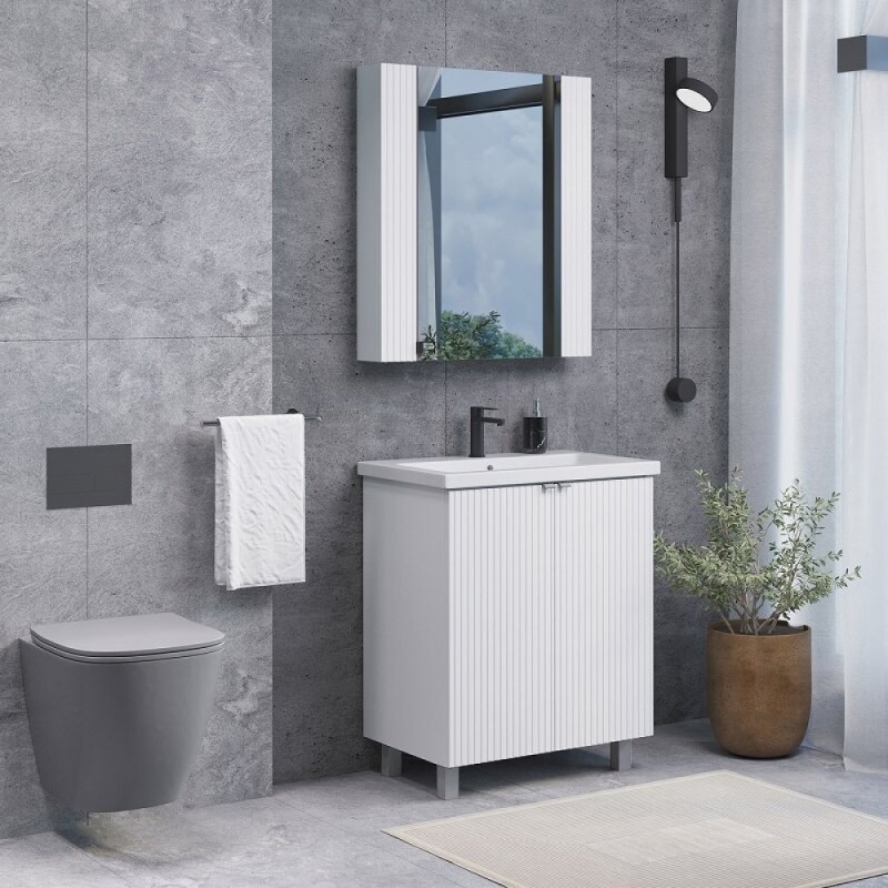 Тумба с раковиной Comfortу Лима, 70 см, напольная, цвет белый Soft-Touch, 00-00004892 (00-00004892CF)