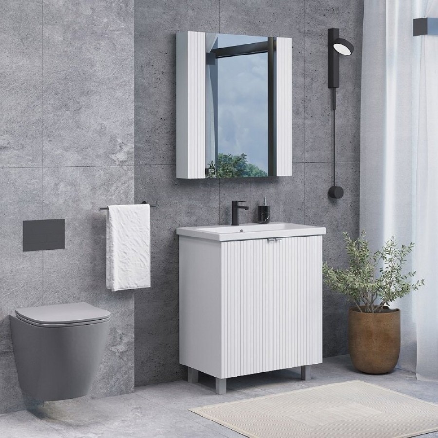 Тумба с раковиной Comfortу Лима, 70 см, напольная, цвет белый Soft-Touch, 00-00004892 (00-00004892CF)