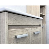Тумба с раковиной Comfortу Марио, 60 см, напольная, цвет дуб дымчатый, раковина Quadro, белая, 00-00005206 (00-00005206CF)