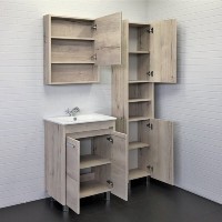 Тумба с раковиной Comfortу Марио, 60 см, напольная, цвет дуб дымчатый, раковина Quadro, белая, 00-00005206 (00-00005206CF)