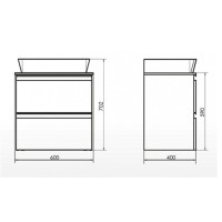 Тумба с раковиной Comfortу Эдинбург, 60 см, 2 ящика, подвесная, раковина Comforty, бетон светлый, 00-00005700 (00-00005700CF)