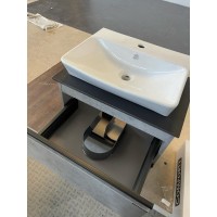 Тумба с раковиной Comfortу Эдинбург, 60 см, 2 ящика, подвесная, раковина Comforty, бетон светлый, 00-00005700 (00-00005700CF)