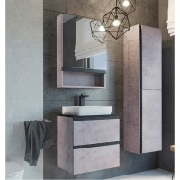 Тумба с раковиной Comfortу Эдинбург, 60 см, 2 ящика, подвесная, раковина Comforty, бетон светлый, 00-00005700 (00-00005700CF)