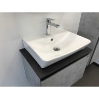 Тумба с раковиной Comfortу Эдинбург, 60 см, 2 ящика, подвесная, раковина Comforty, бетон светлый, 00-00005700 (00-00005700CF)