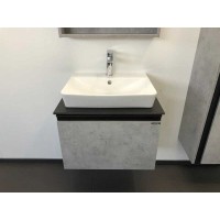 Тумба с раковиной Comfortу Эдинбург, 60 см, 2 ящика, подвесная, раковина Comforty, бетон светлый, 00-00005700 (00-00005700CF)