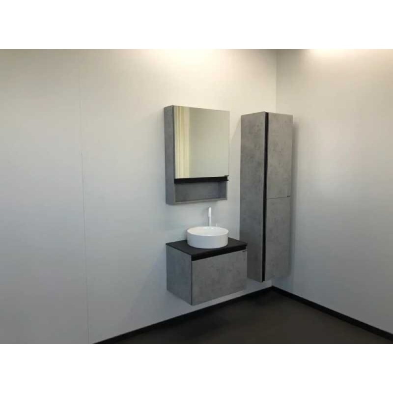 Тумба с раковиной Comfortу Эдинбург, 60 см, 2 ящика, подвесная, раковина Comforty, бетон светлый, 00-00005701 (00-00005701CF)