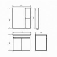 Зеркальный шкаф Comfortу Осло 70, бетон светлый, 00-00006164 (00-00006164CF)