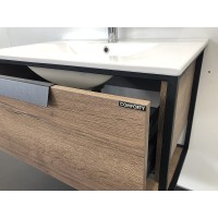 Тумба с раковиной Comforty Бонн, 75 см, дуб темный, раковина белая, 00-00006487 (00-00006487CF)