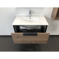 Тумба с раковиной Comforty Бонн, 75 см, дуб темный, раковина белая, 00-00006487 (00-00006487CF)