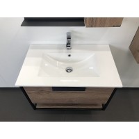 Тумба с раковиной Comforty Бонн, 75 см, дуб темный, раковина белая, 00-00006487 (00-00006487CF)