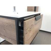 Тумба с раковиной Comforty Бонн, 75 см, дуб темный, раковина белая, 00-00006487 (00-00006487CF)