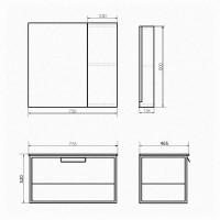 Тумба с раковиной Comforty Бонн, 75 см, дуб темный, раковина белая, 00-00006487 (00-00006487CF)