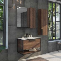 Тумба с раковиной Comforty Бонн, 75 см, дуб темный, раковина белая, 00-00006487 (00-00006487CF)