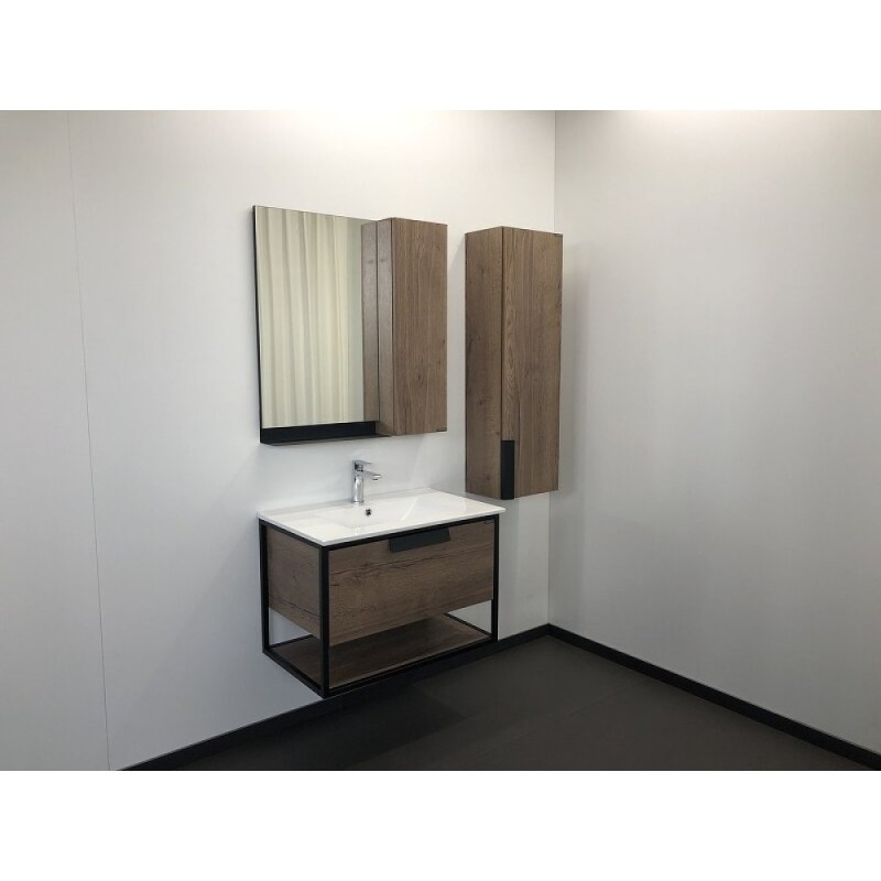 Тумба с раковиной Comforty Бонн, 75 см, дуб темный, раковина белая, 00-00006487 (00-00006487CF)