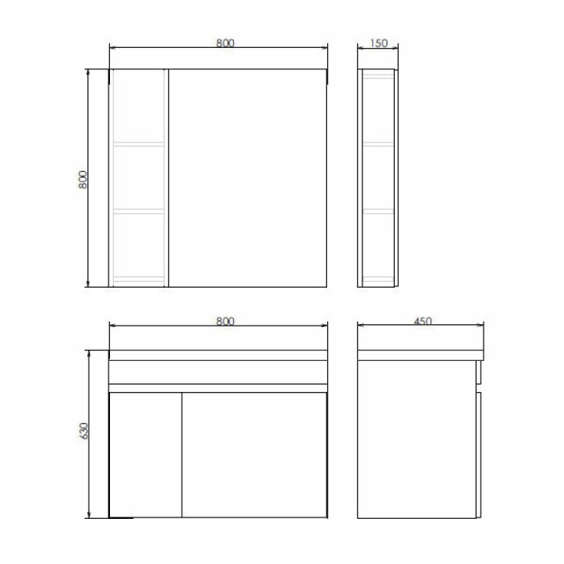 Зеркальный шкаф Comforty Осло, 80 см, бетон светлый, 00-00006508 (00-00006508CF)
