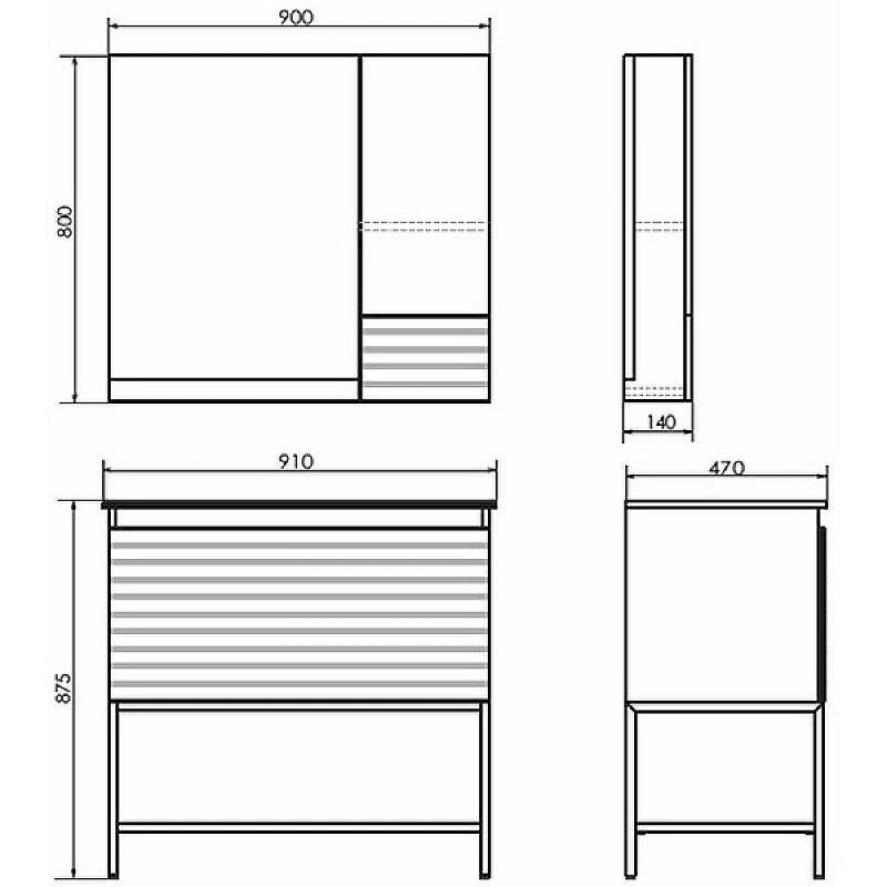 Зеркальный шкаф Comfortу Страсбург 00-00006573 (00-00006573CF), 90 см, дуб дымчатый