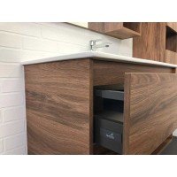 Тумба с раковиной Comfortу Бордо, 90 см, подвесная, дуб темно-коричневый, раковина Quadro белая, 00-00006671 (00-00006671CF)