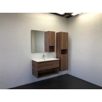 Тумба с раковиной Comfortу Бордо, 90 см, подвесная, дуб темно-коричневый, раковина Quadro белая, 00-00006671 (00-00006671CF)
