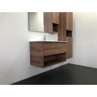 Тумба с раковиной Comfortу Бордо, 90 см, подвесная, дуб темно-коричневый, раковина Quadro белая, 00-00006671 (00-00006671CF)