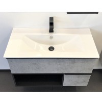 Тумба с раковиной Comforty Франкфурт, 90 см, подвесная, бетон светлый, раковина Quadro 90 белая, 00-00007342 (00-00007342CF)