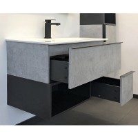 Тумба с раковиной Comforty Франкфурт, 90 см, подвесная, бетон светлый, раковина Quadro 90 белая, 00-00007342 (00-00007342CF)