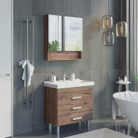 Зеркальный шкаф Comfortу Никосия, 80 см, подвесной, цвет дуб темный, 00-00007619 (00-00007619CF)