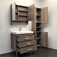 Зеркальный шкаф Comfortу Никосия, 80 см, подвесной, цвет дуб темный, 00-00007619 (00-00007619CF)