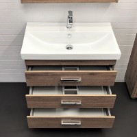 Тумба с раковиной Comforty Никосия, 80 см, напольная, дуб темный, раковина Fest белая, 00-00007621 (00-00007621CF)